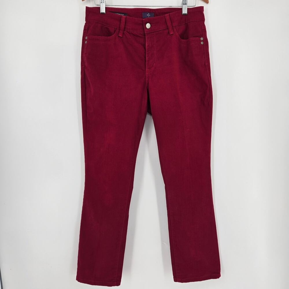 NYDJ Samantha Slim Jeans – Women’s 10 – Cranberry Red Stretch Denim